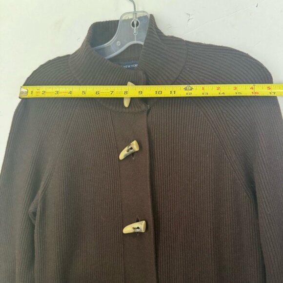 Jones NY Ribbed Wool Angora Cardigan Toggle Button Knit Sweater Jacket Top Tan M - Picture 14 of 16